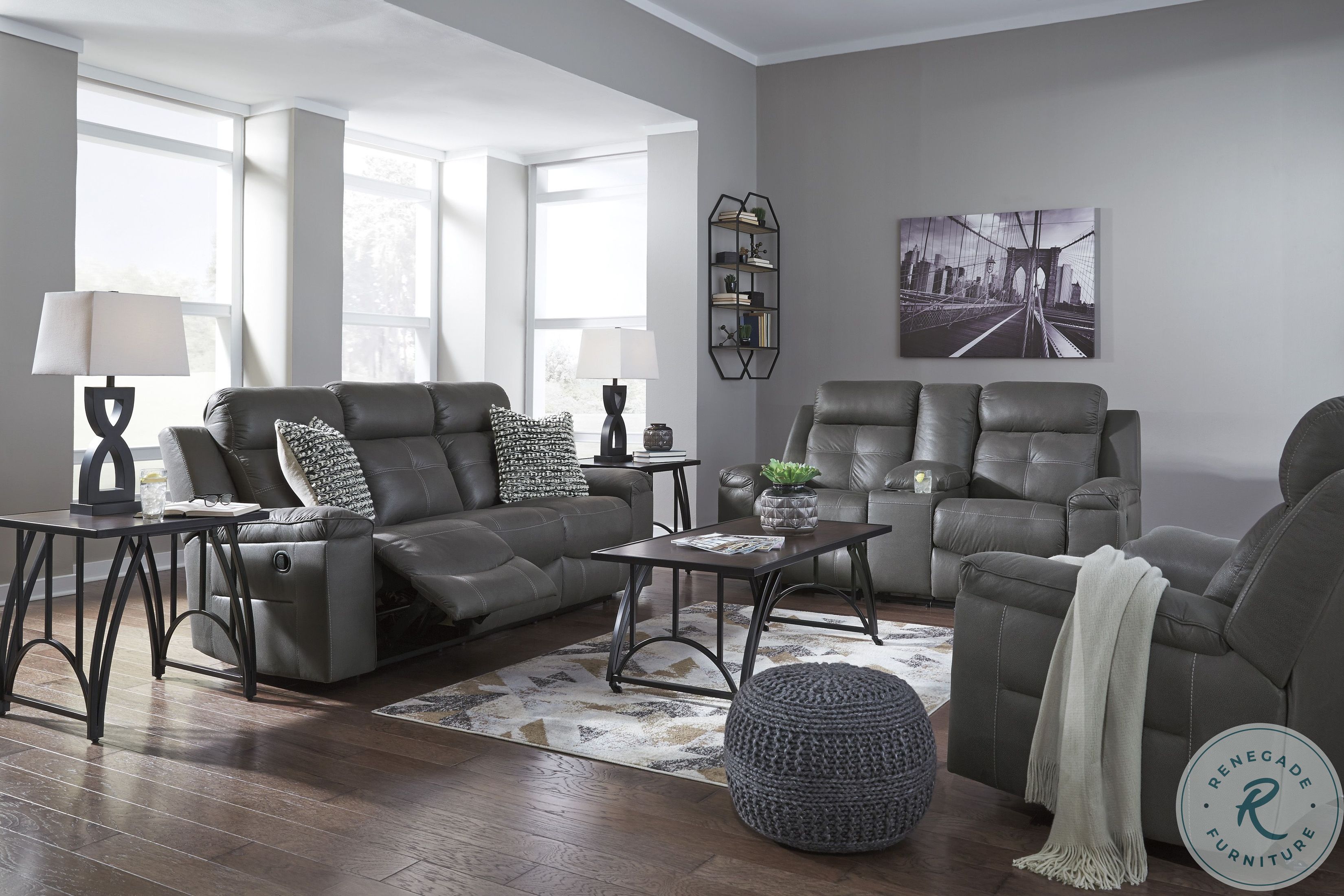 Jesolo Dark Gray Double Reclining Console Loveseat HomeGalleryStores