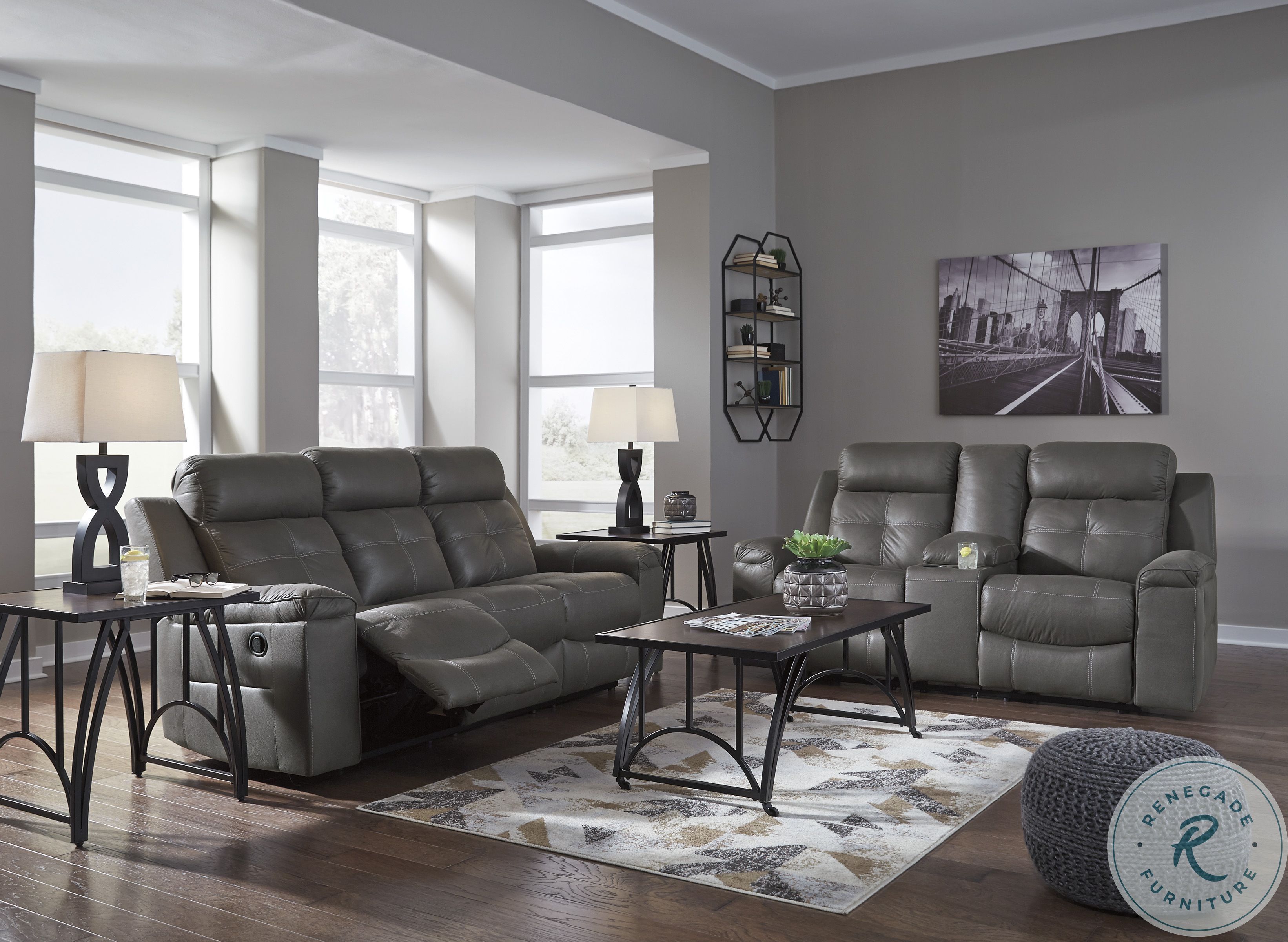 Jesolo Dark Gray Double Reclining Console Loveseat HomeGalleryStores
