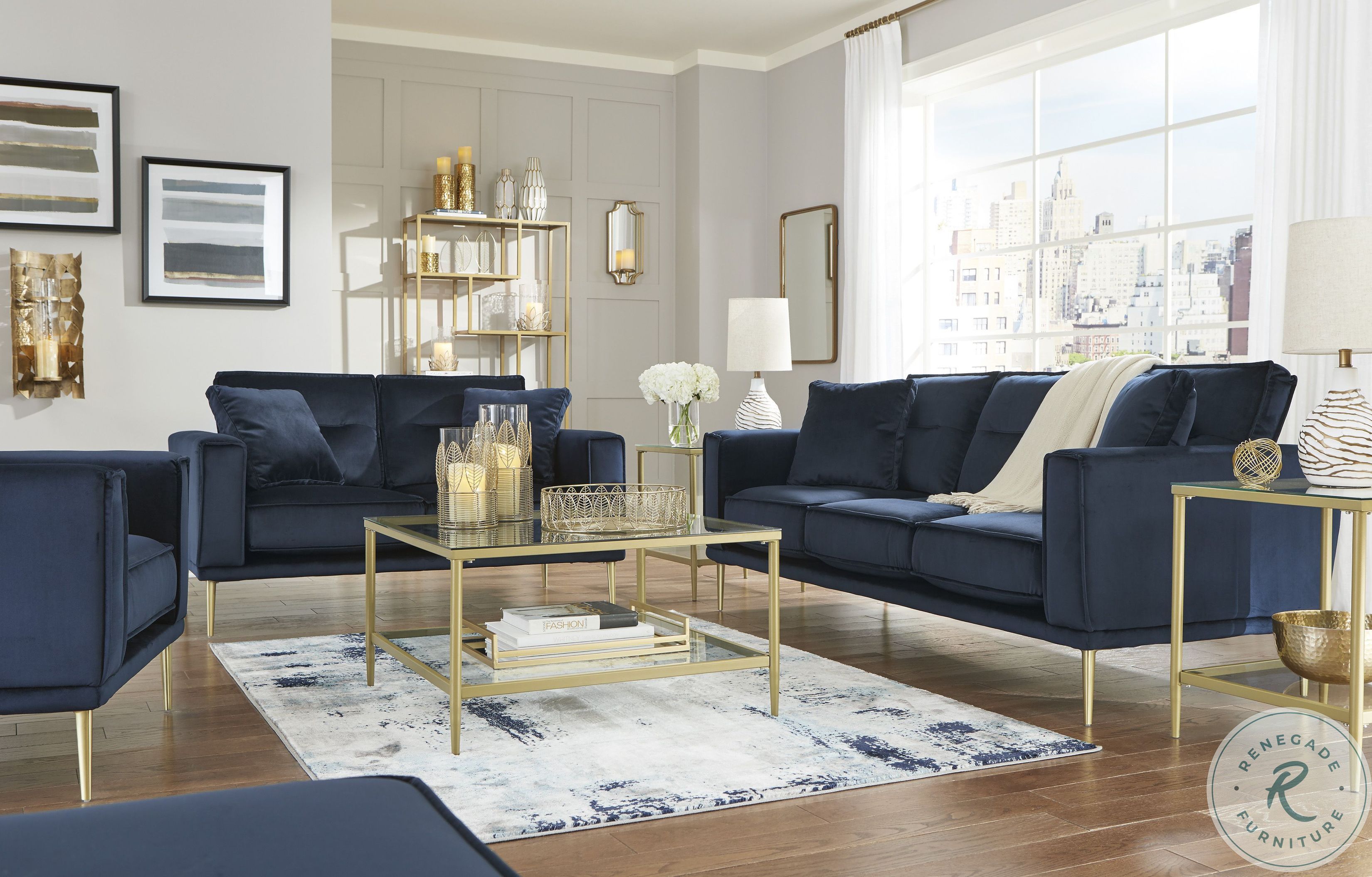 Zerika Gold 3 Piece Occasional Table Set T02413