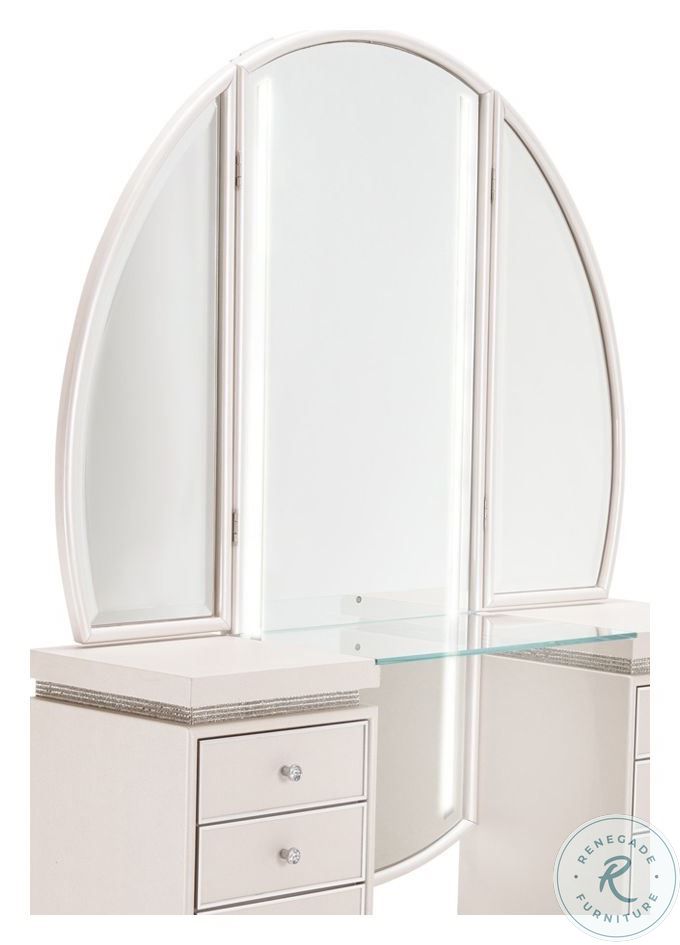 Glimmering Heights Ivory Vanity Mirror