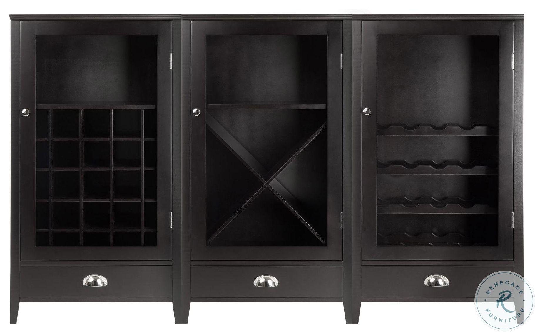 Bordeaux Espresso Modular Glass Door Wine Cabinet