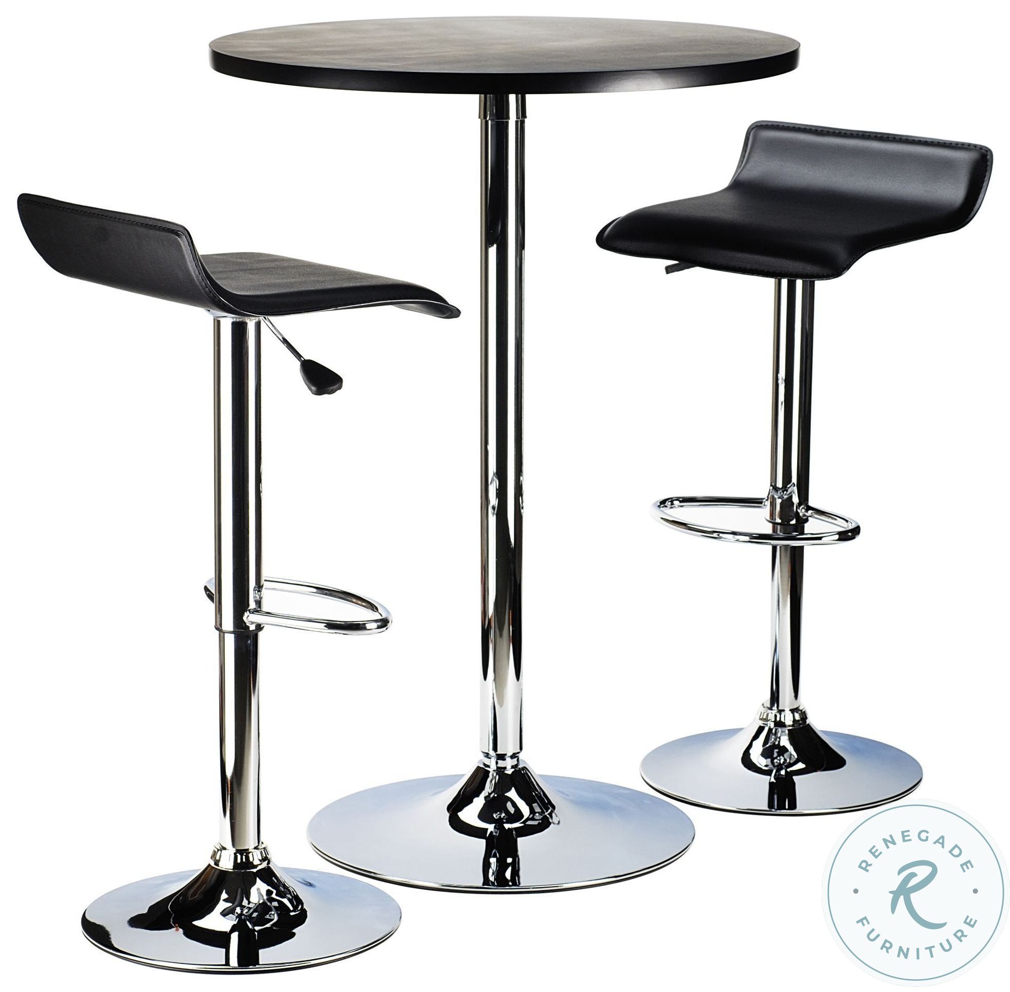 Spectrum Black 3 Piece 24" Round Pub Table Set with 2 Airlift Stool