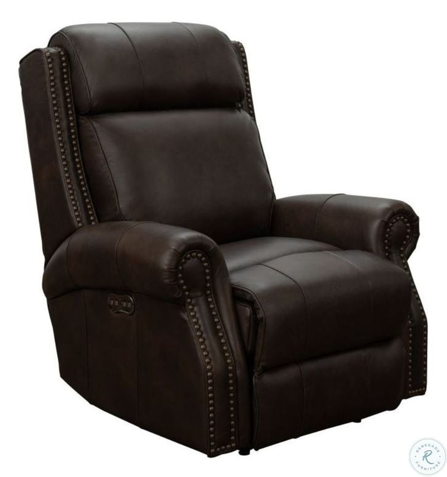 Vintage Ashford Walnut Leather Blair Big And Tall Power Recliner With