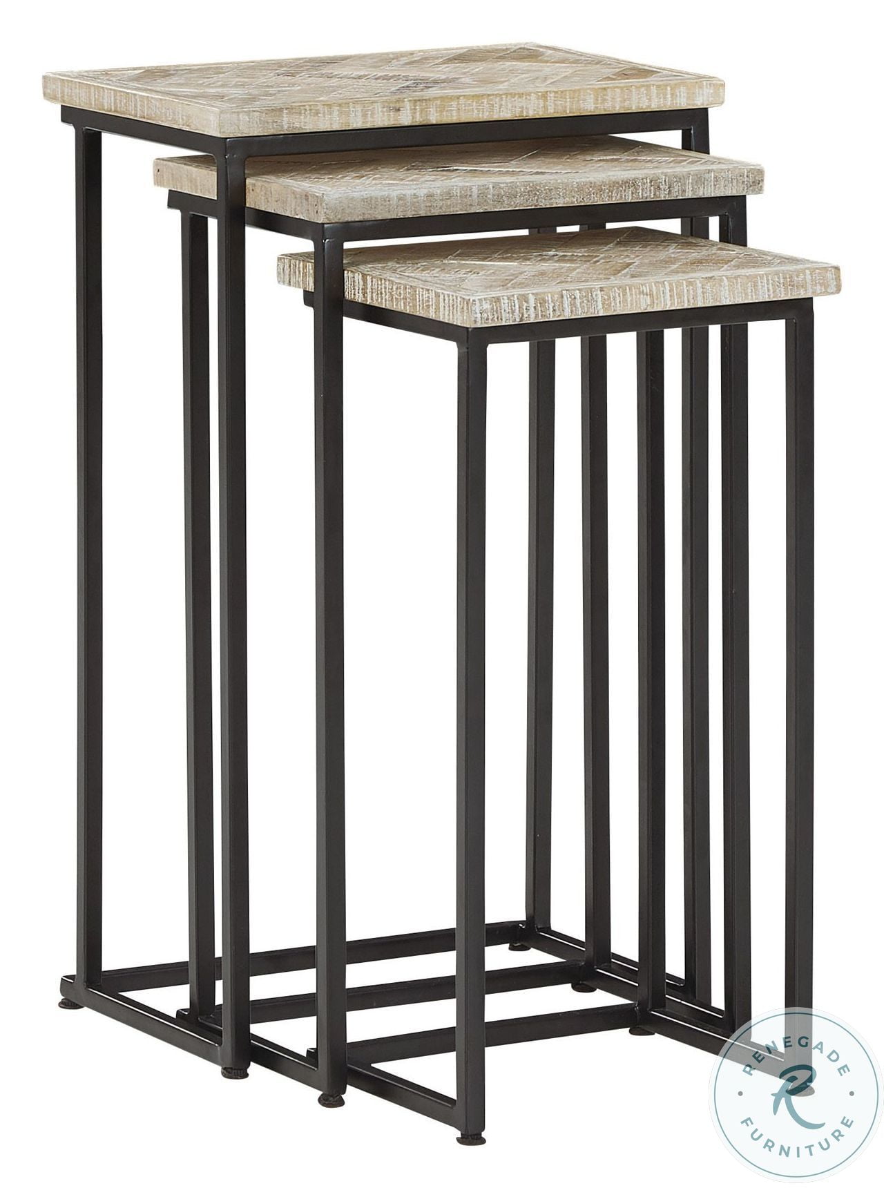 Cainthorne Distressed White and Black Accent Table Set of 3