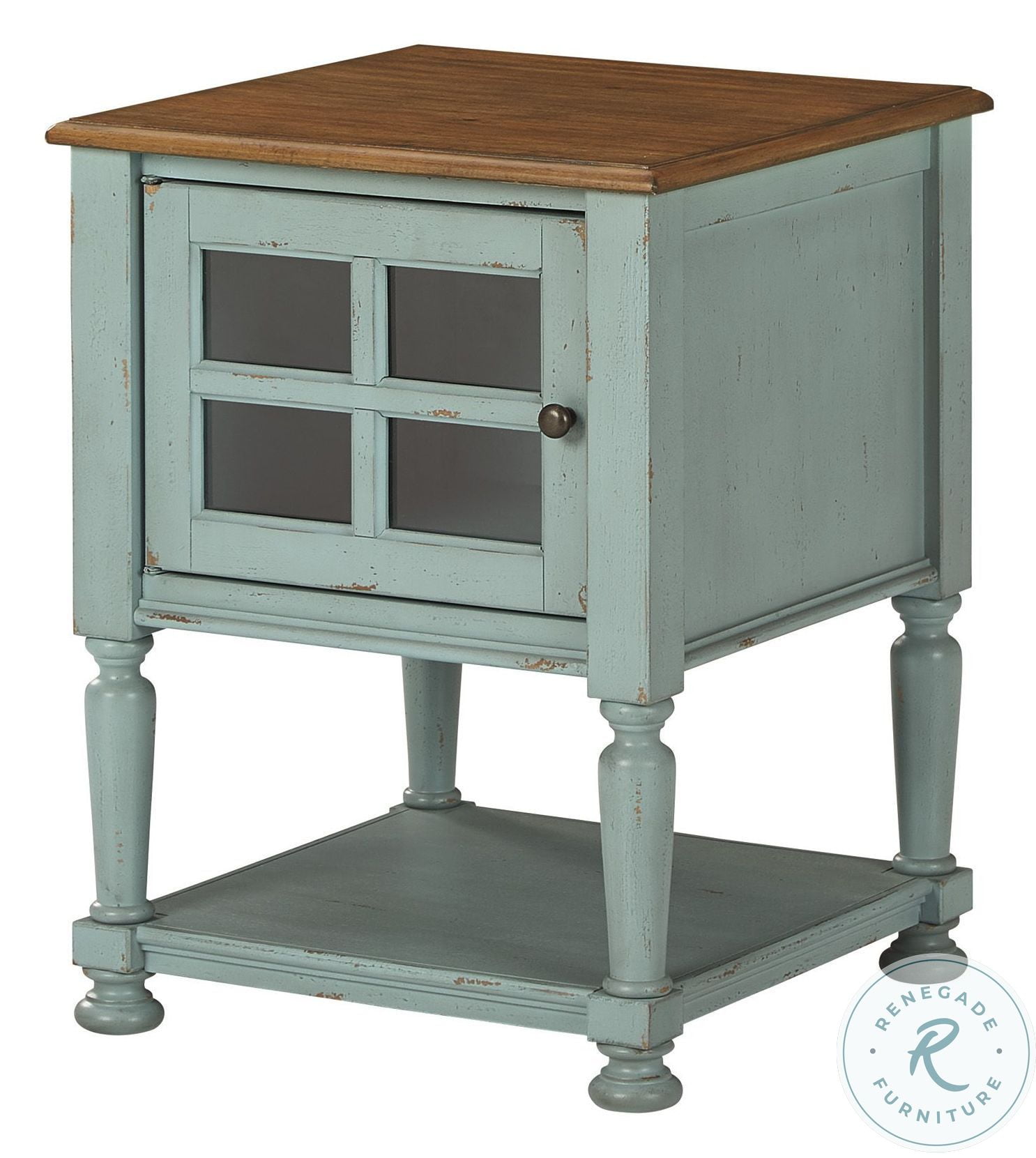 Mirimyn Teal and Brown Accent Cabinet