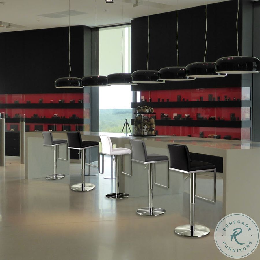 Amalfi White Stainless Steel Adjustable Bar Stool HomeGalleryStores