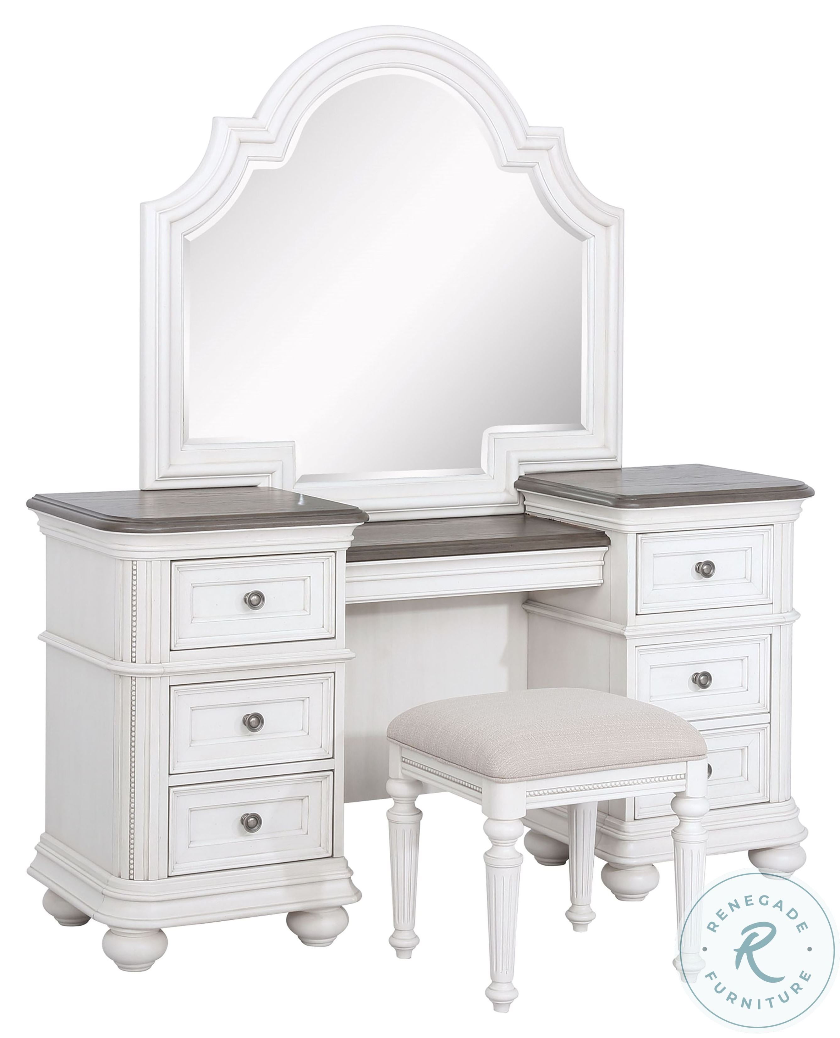West Chester Weathered Oak And White Vanity Desk