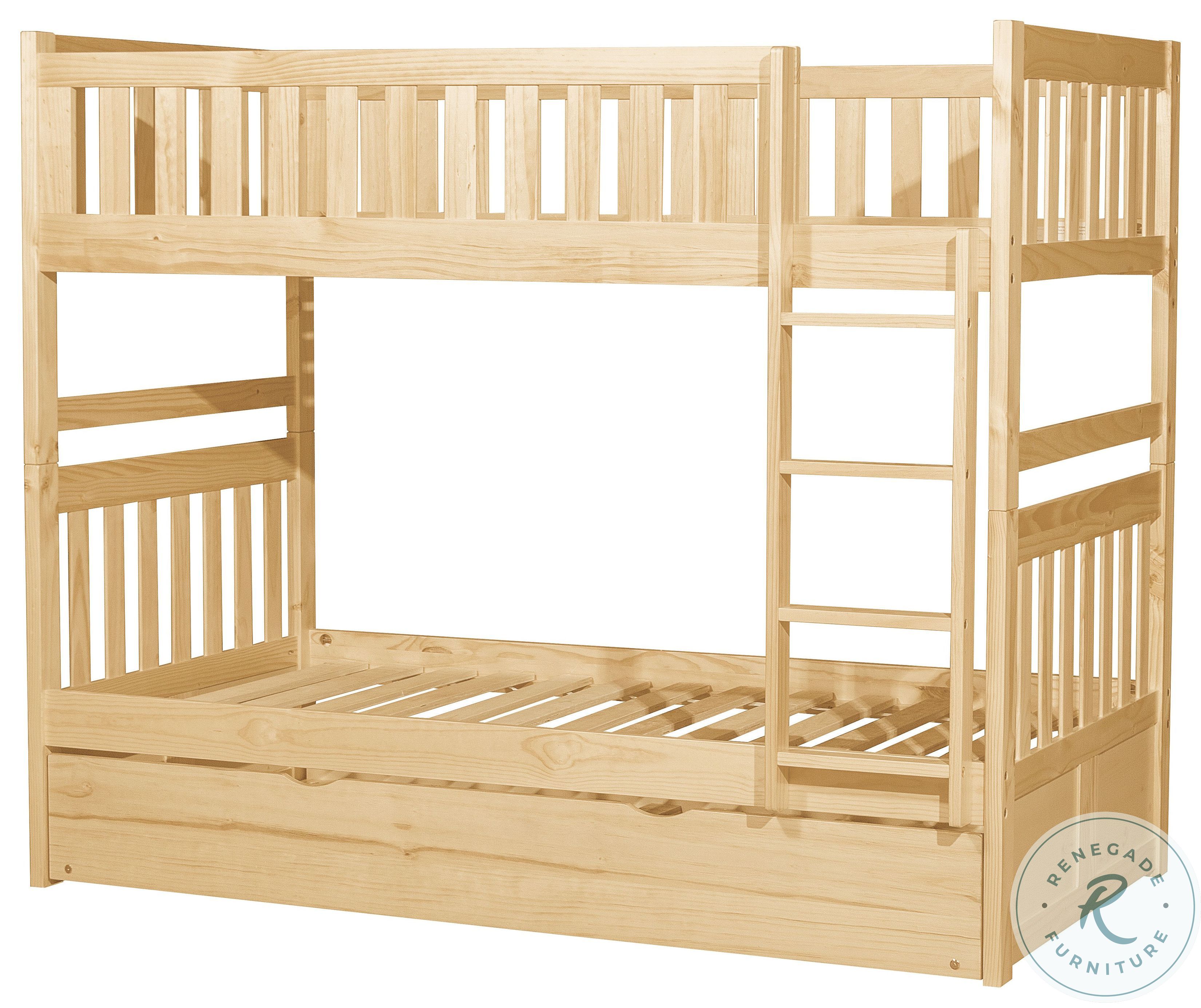 Bartly Natural Pine Twin Over Twin Bunk Bed with Trundle