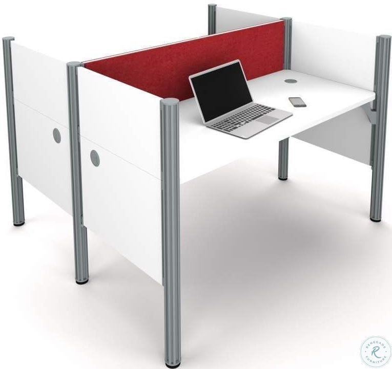 Pro-Biz 43" White Double Face To Face Workstation with Red Tack Boards