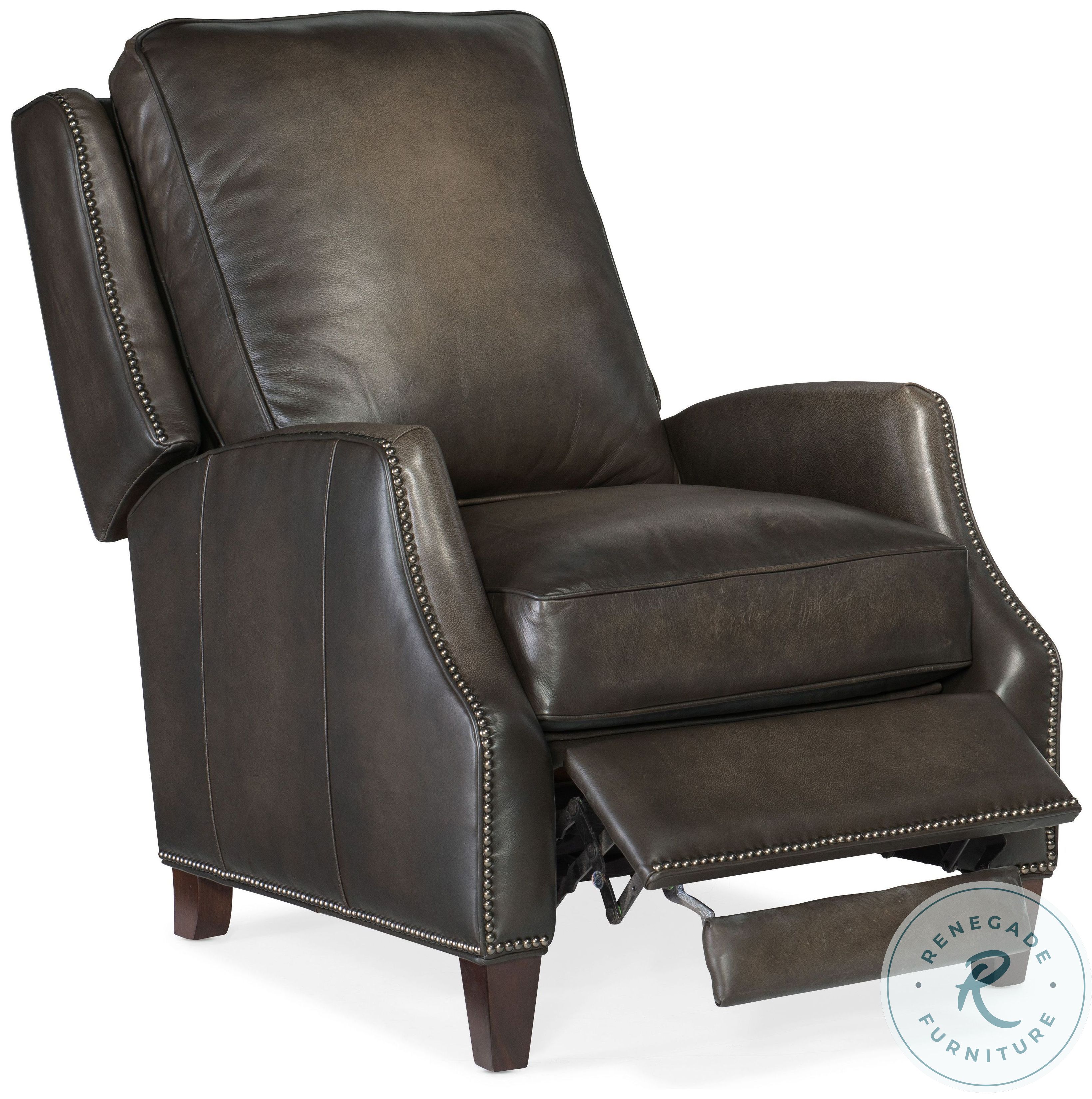 Kerley Grey Leather Manual Push Back Recliner