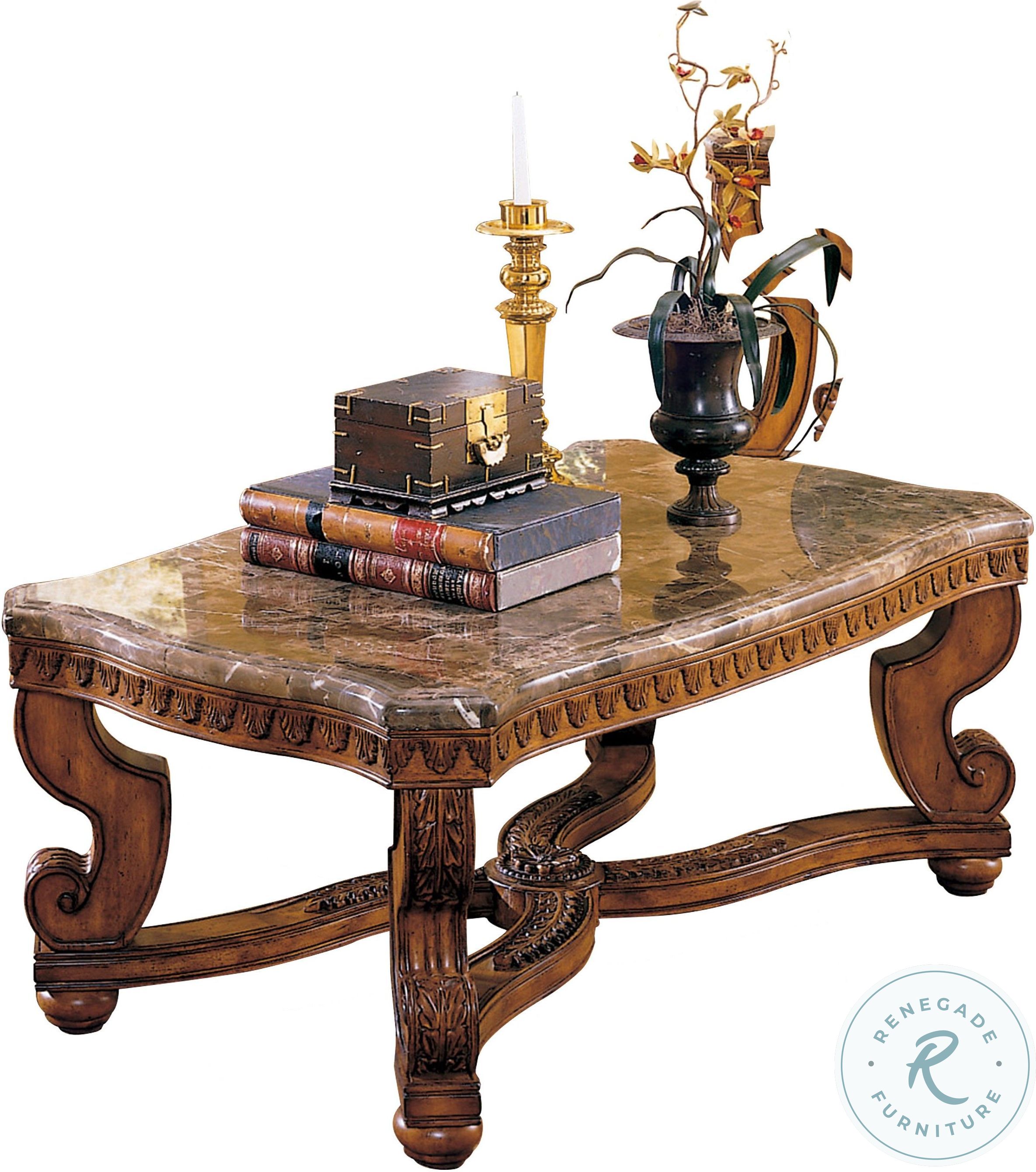 Tarantula Burnished Brown Cherry Marble Top Cocktail Table