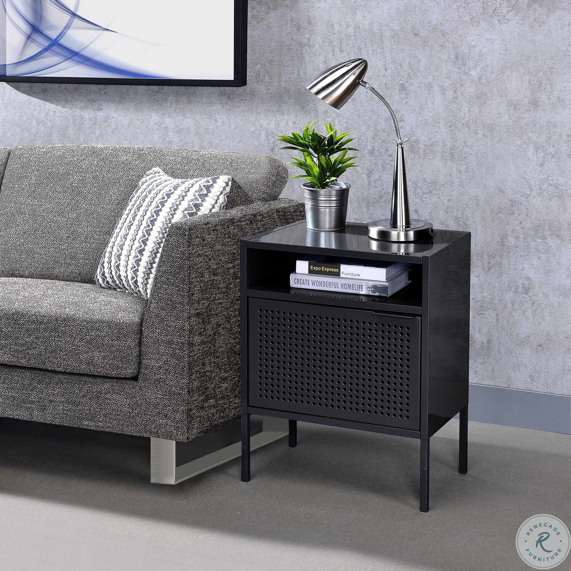 Gemma Black Nightstand With USB Port CEB800NSE