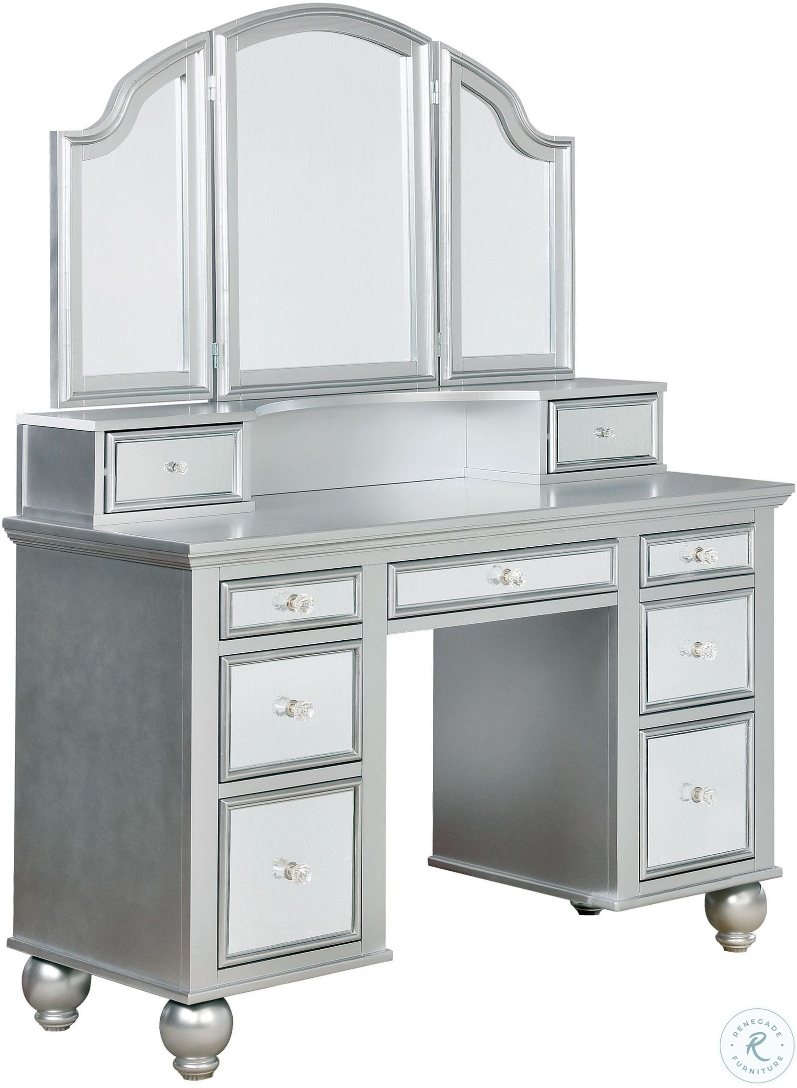 Tracy Silver Vanity with Mirror and Stool