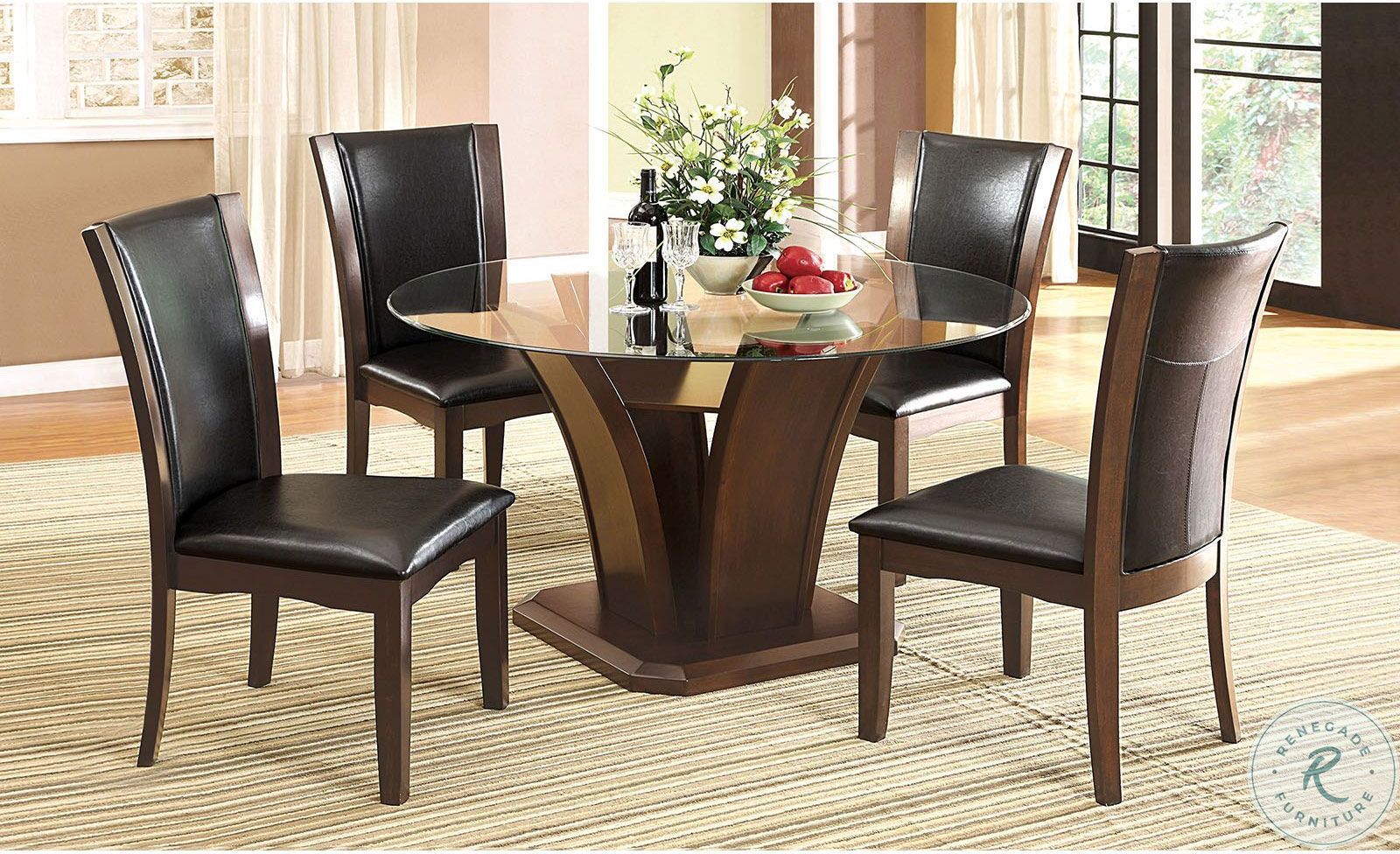 Manhattan I Dark Cherry Round Pedestal Dining Room Set