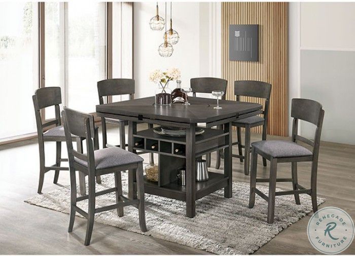 Stacie Gray Extendable Counter Height Round Dining Table ...