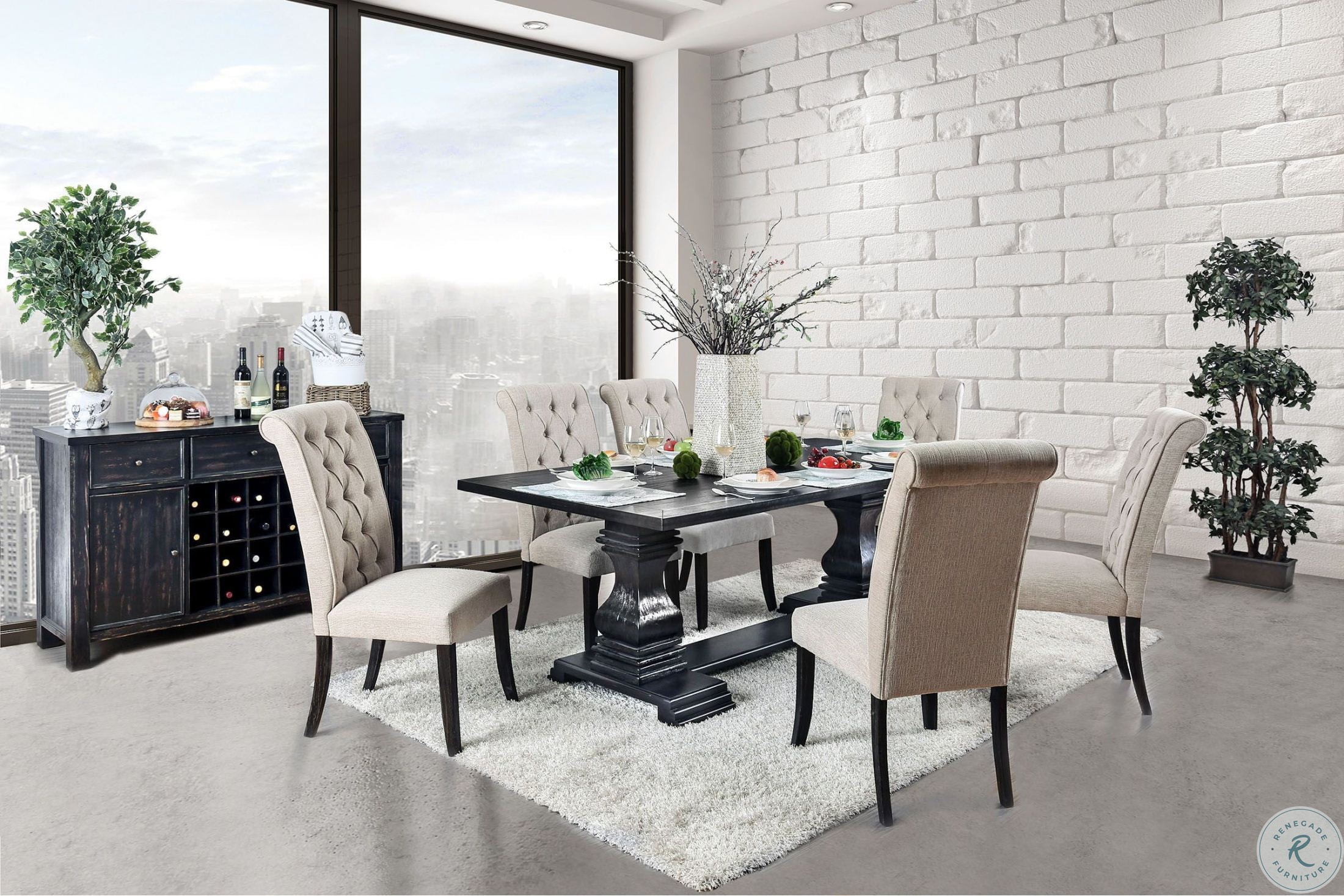 Nerissa Antique Black Dining Room Set CM3840T