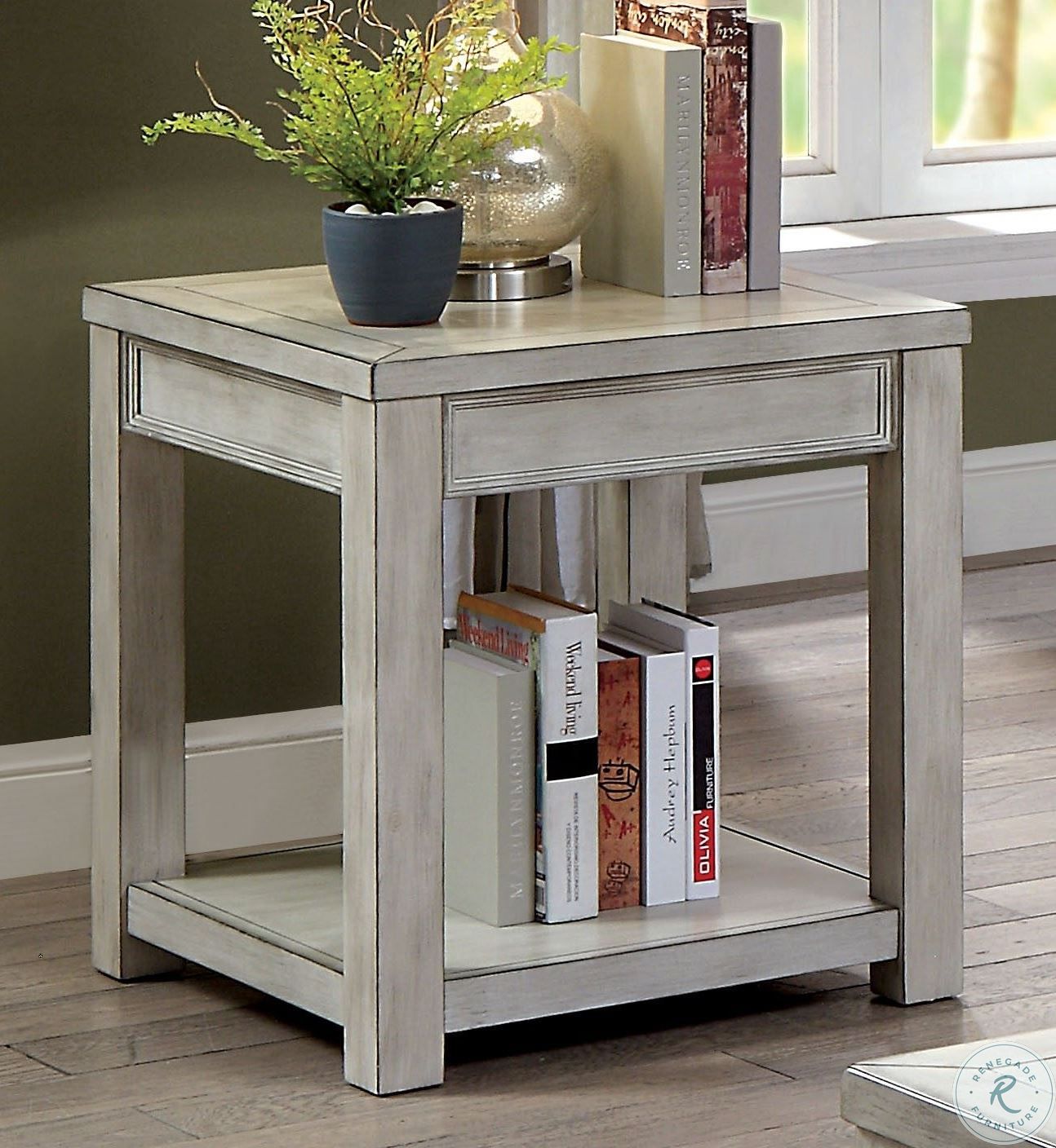 Meadow Antique White End Table CM4327WHE