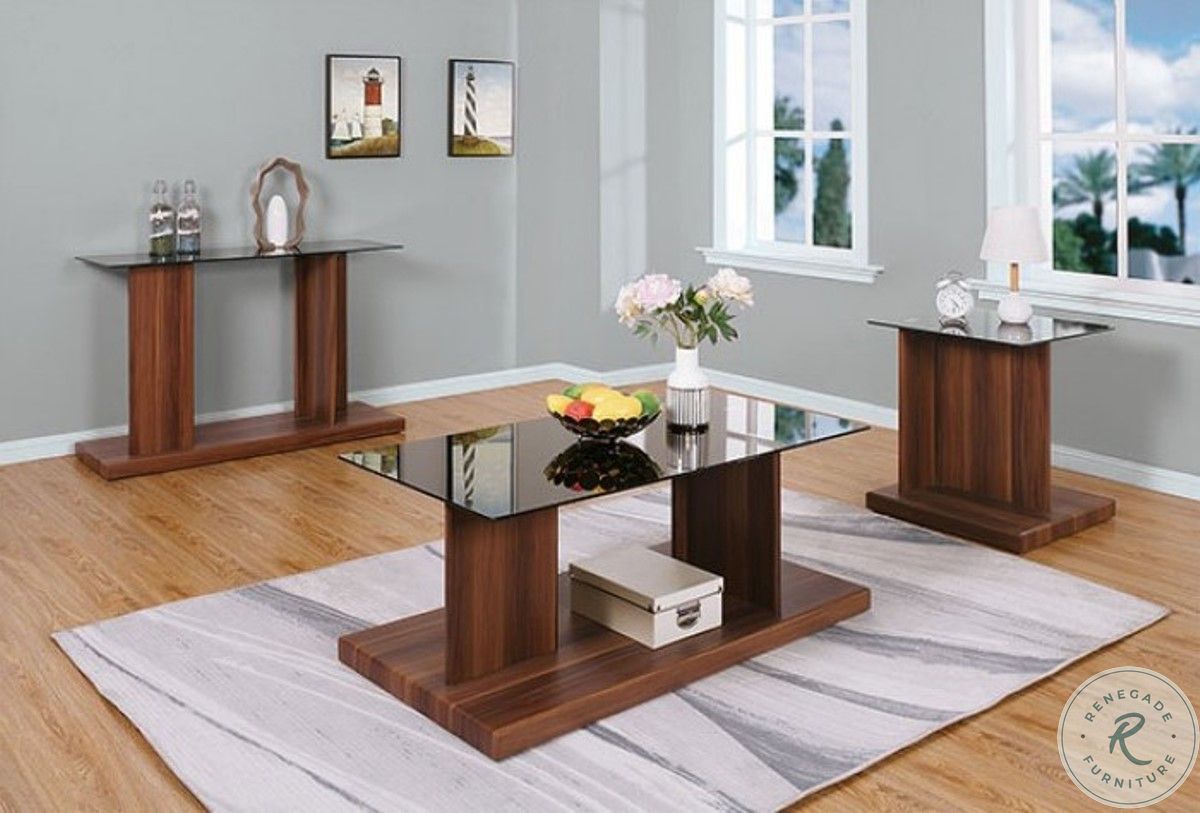 Mannedorf Black And Dark Walnut Sofa Table From Furniture of America