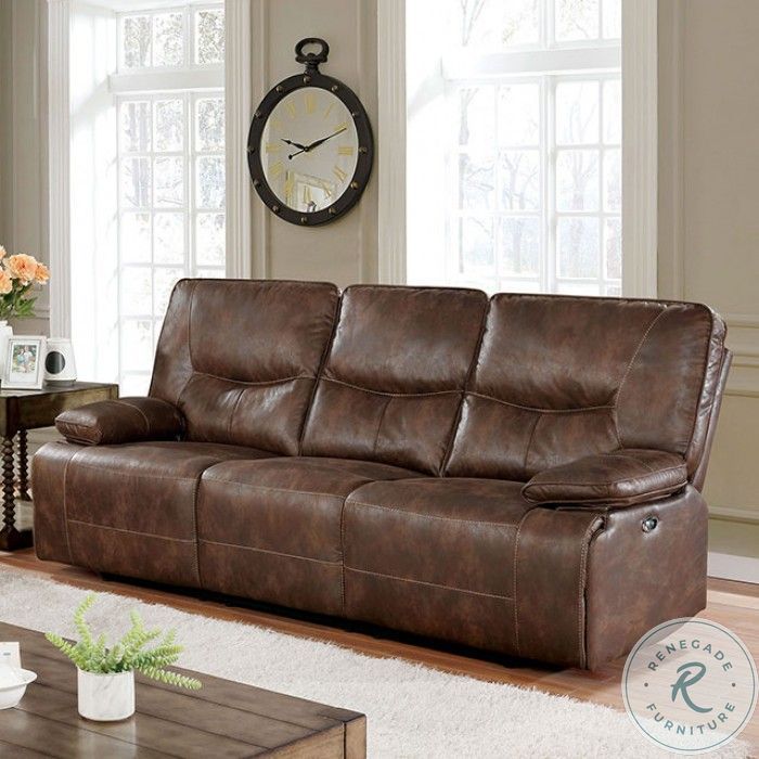 Chantoise Brown Power Reclining Sofa From Furniture of America | Home  Gallery Stores