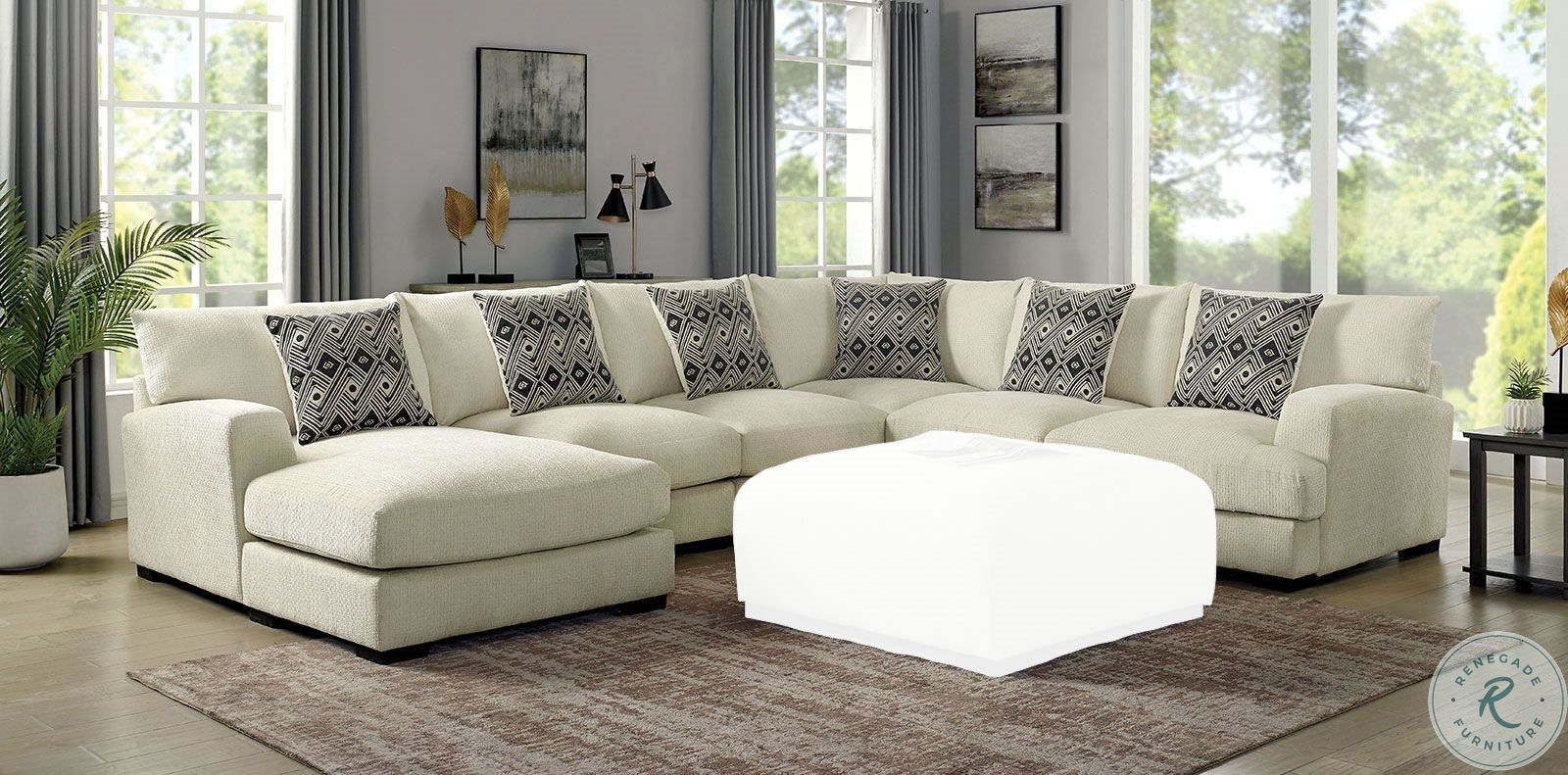 Kaylee Beige U Shaped Sectional With LAF Chaise From Furniture of