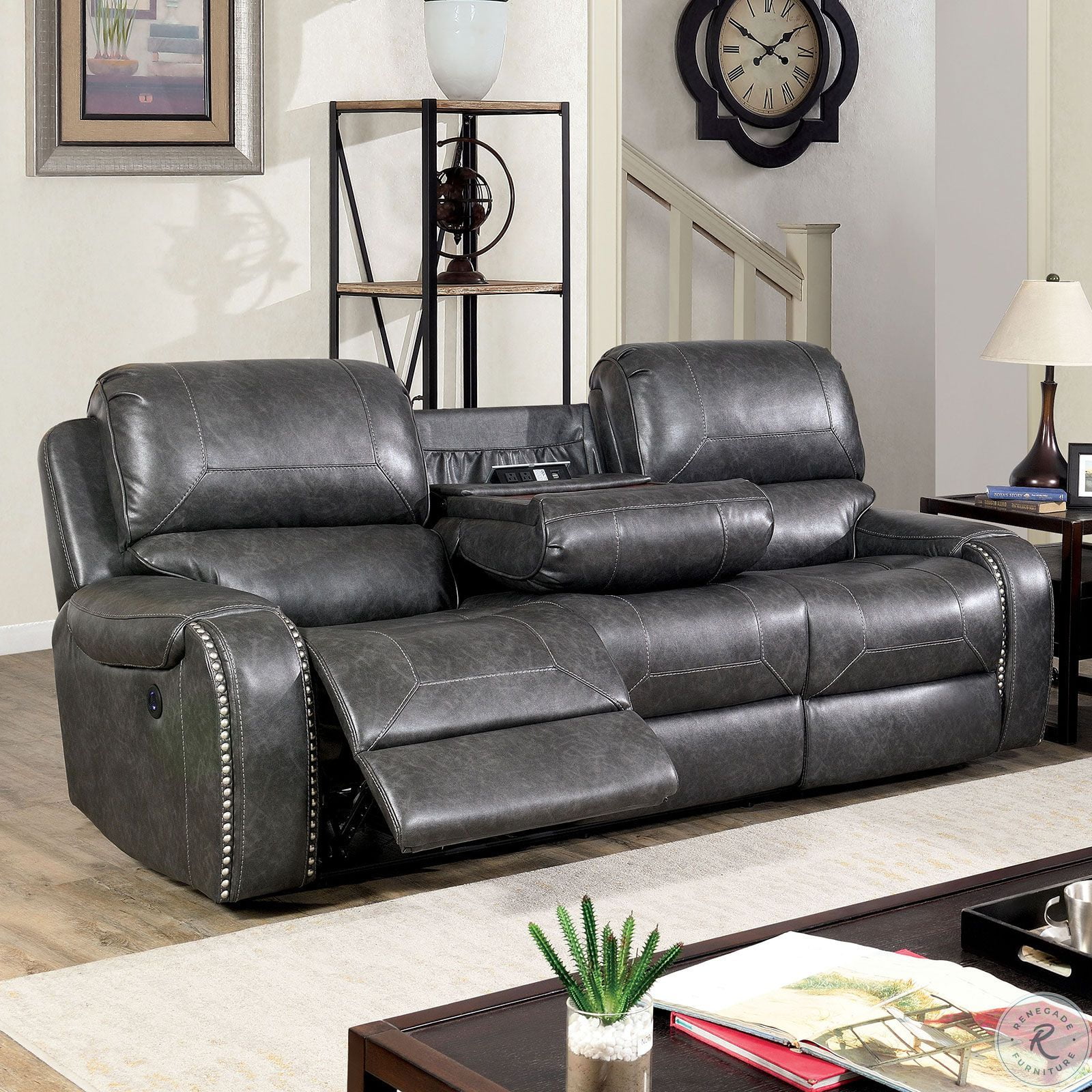 Walter Gray Power Reclining Living Room Set CM6950GYSFPM
