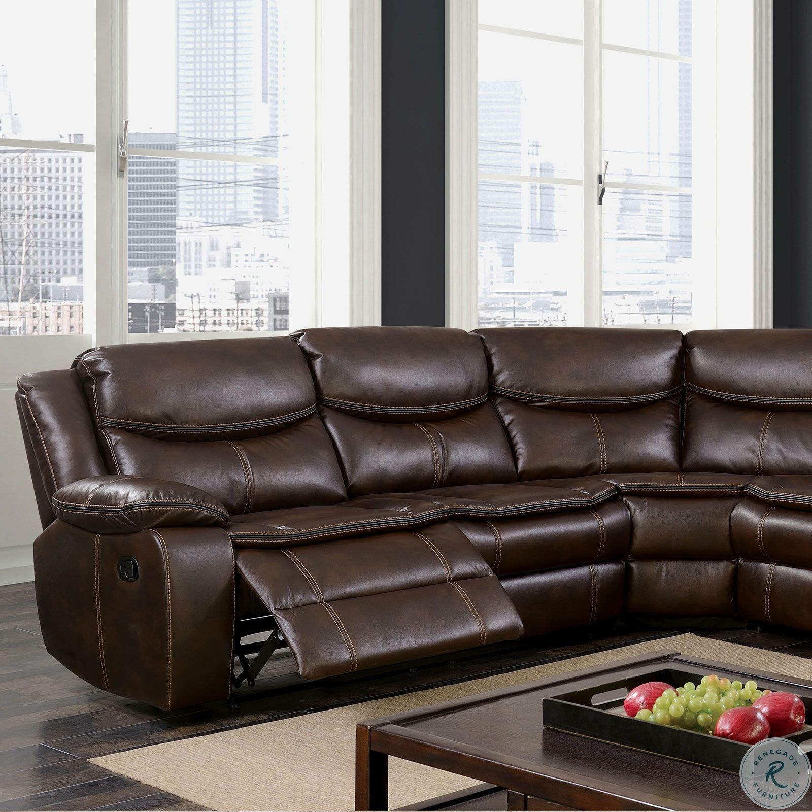 Pollux Brown Reclining RAF Sectional | HomeGalleryStores.com | CM6982BR ...