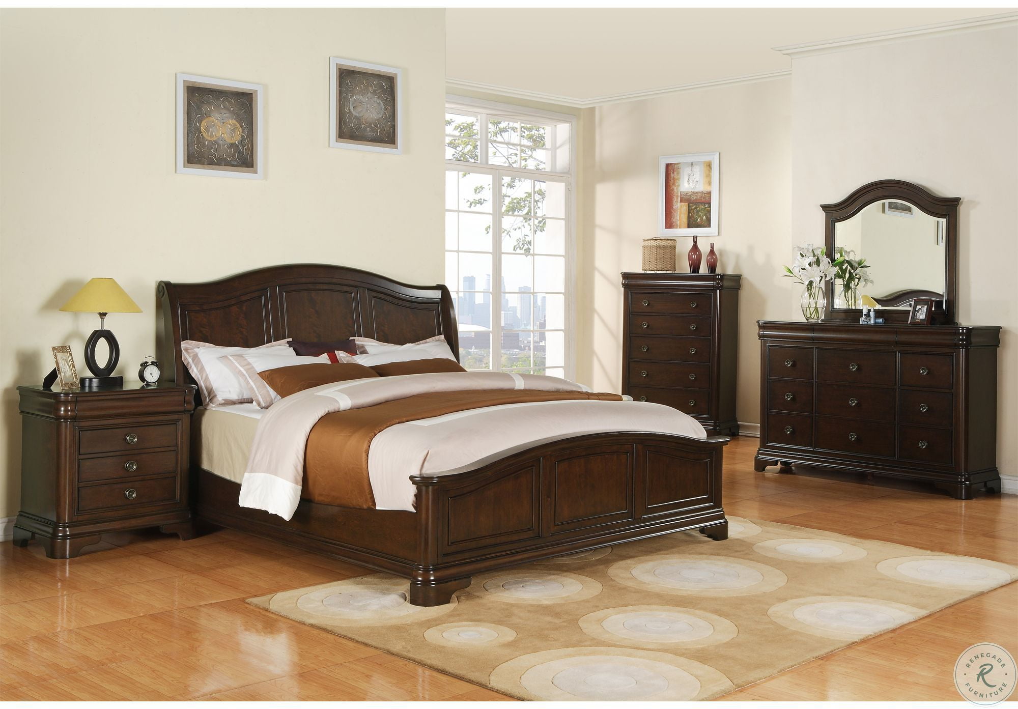 Conley Cherry Panel Sleigh Bedroom Set CM750KB