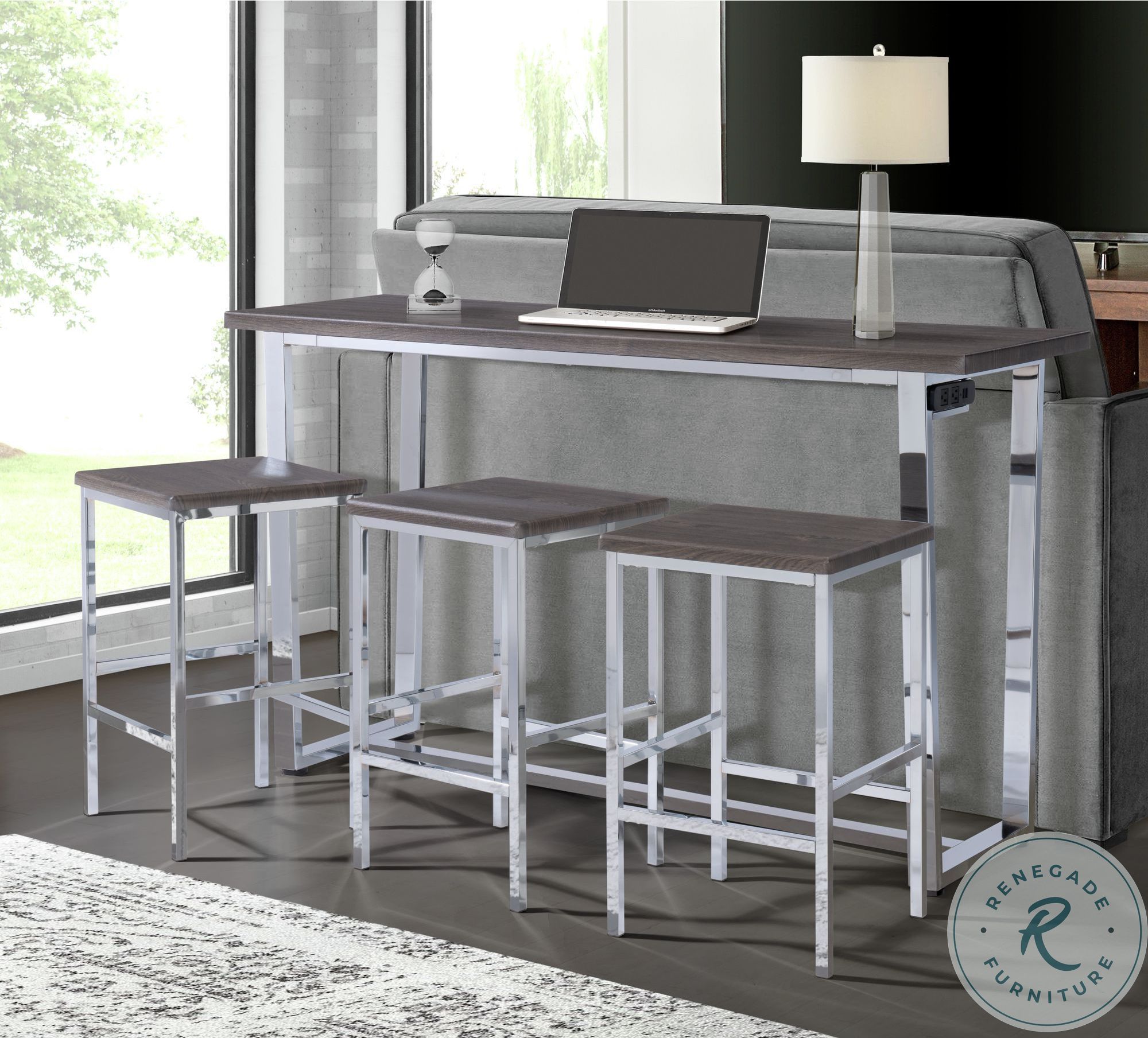 Nadine Chrome Multipurpose Bar Table Set