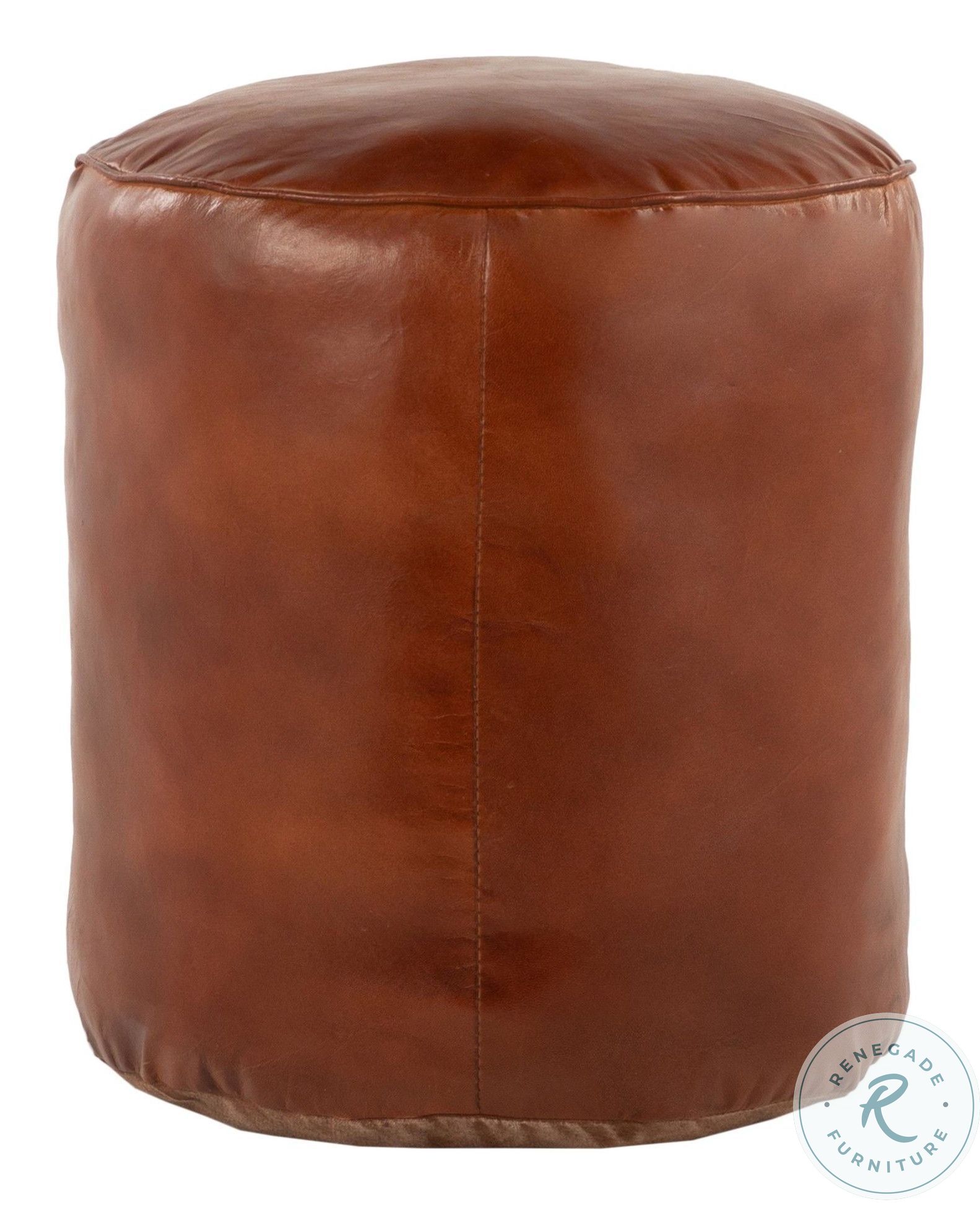 Cobbler Brown Leather Pouf