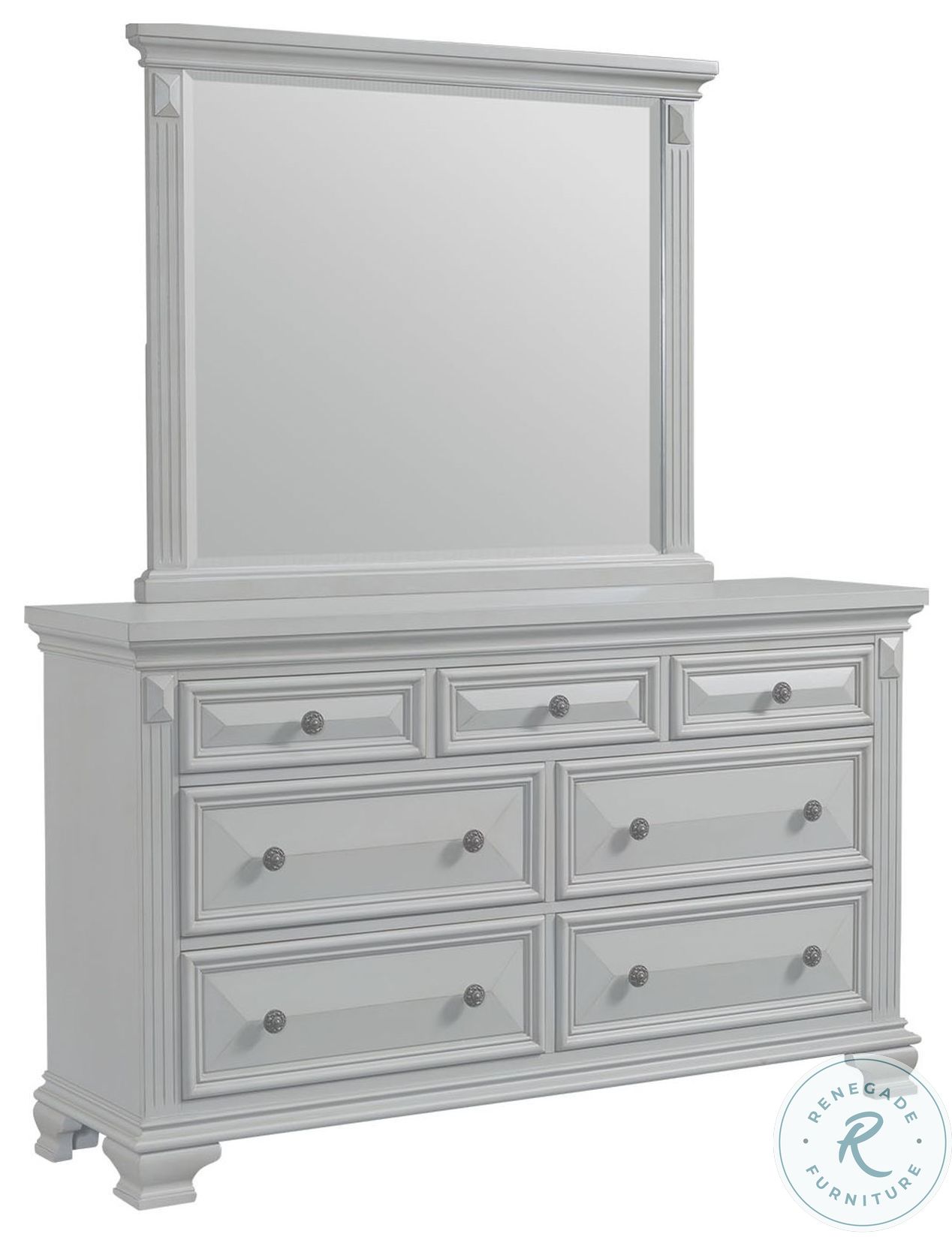 Trent Gray 7 Drawer Dresser With Mirror CY300DRMR