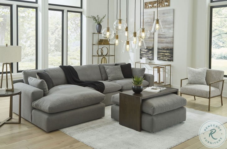 Elyza Smoke Small LAF Corner Chaise Sectional HomeGalleryStores