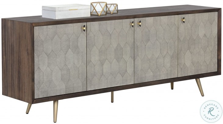 Mixt Dark Mango and Taupe Shagreen Bonded Leather Aniston Large Sideboard |  HomeGalleryStores.com | 106145