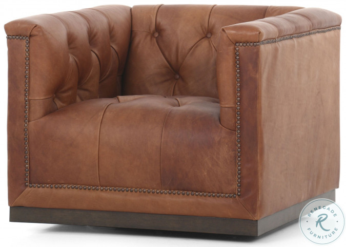 Maxx Heirloom Sienna Leather Swivel Chair From Fourhands Home
