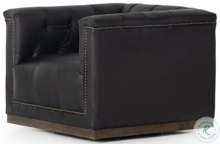 Maxx Heirloom Black Leather Swivel Chair From Fourhands Home