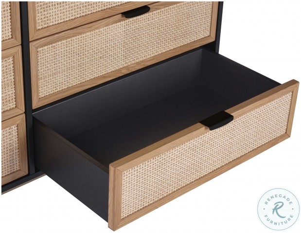 Artezia Black Oak and Natural Rattan Avida Dresser