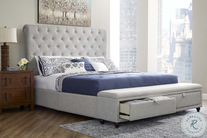Sheridan Gray Upholstered King Platform Bed With Bench Footboard From Lane Coleman Furniture