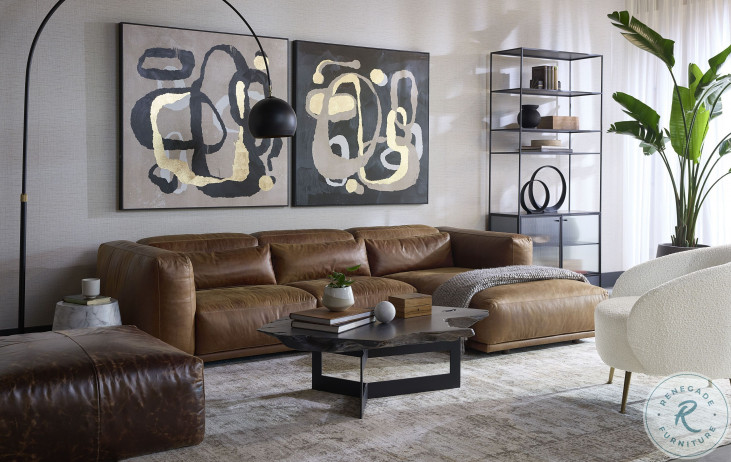 Santino Aged Cognac RAF Chaise Sectional From Sunpan Coleman
