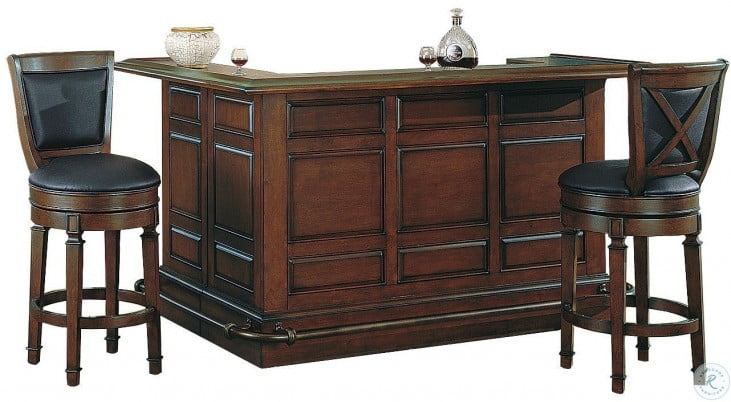 Manchester Distressed Walnut Raised Panel Return Bar Set