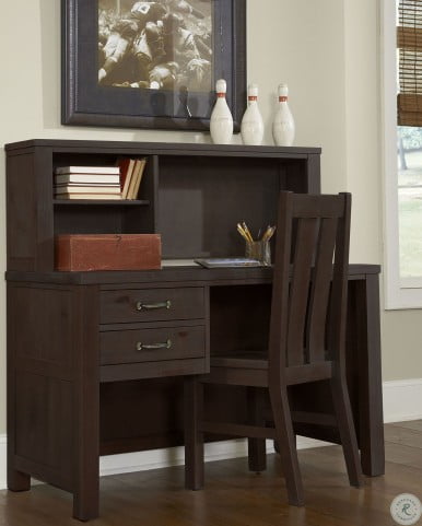 Highlands Espresso Desk with Hutch And Chair
