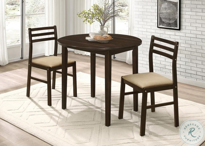 130005 Chappuccino 3 Piece Round Dining Table Set