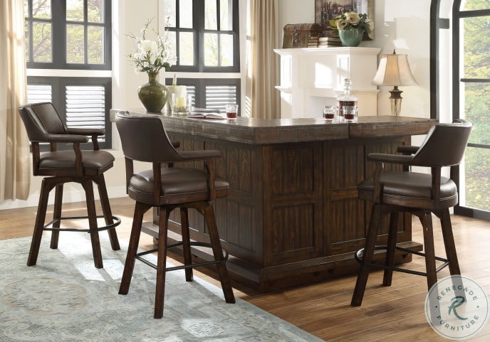 Gettysburg Heavily Distressed Walnut Return Bar
