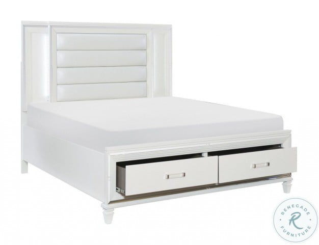 Tamsin White Metallic King Storage Platform Bed