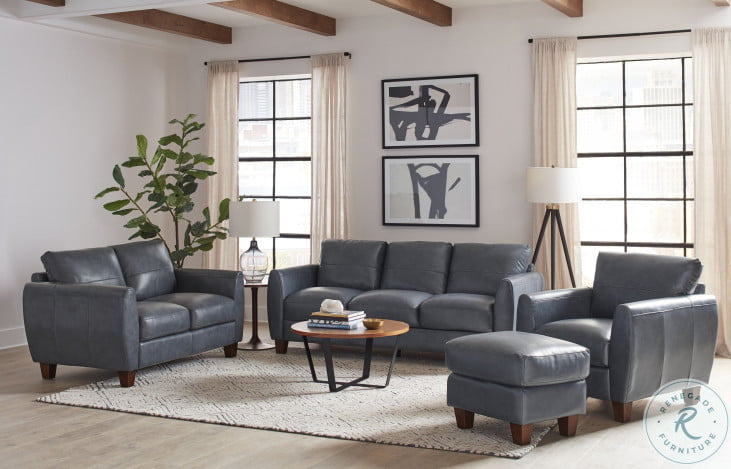 Blue leather sofa deals