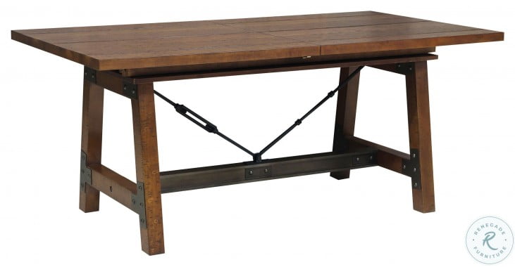Holverson Rustic Brown And Gunmetal Extendable Dining Table