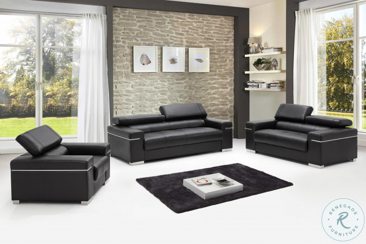 Black leather living room hotsell set