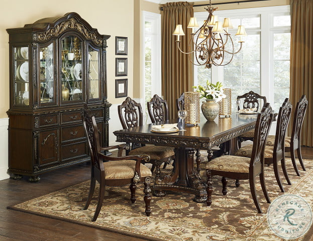 Catalonia Dark Cherry Double Pedestal Extendable Dining Room Set