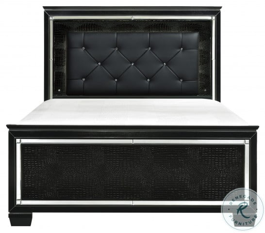Allura Black Queen Upholstered Panel Bed