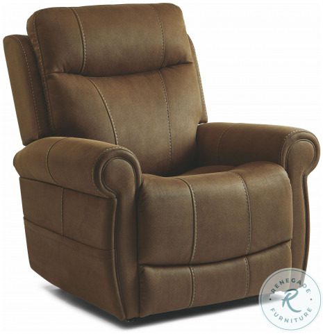 Stewart Amber Brown Power Lift Recliner with Power Headrest From