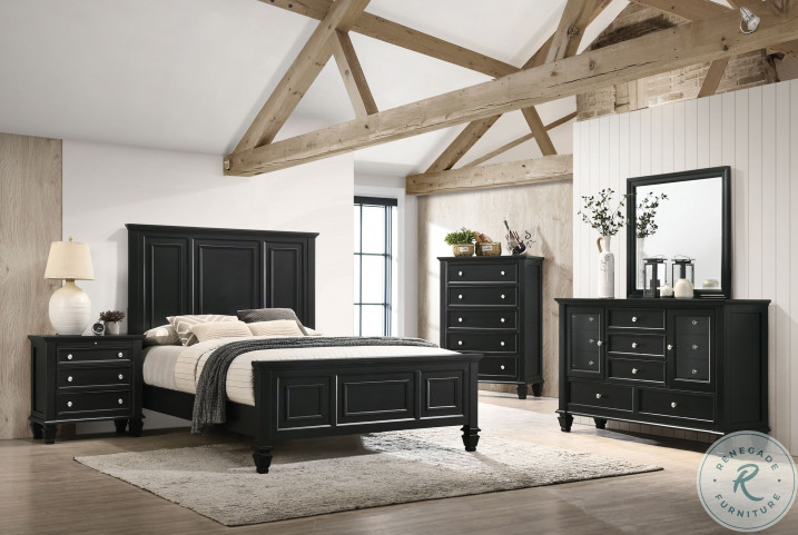 Black panel sales bedroom set