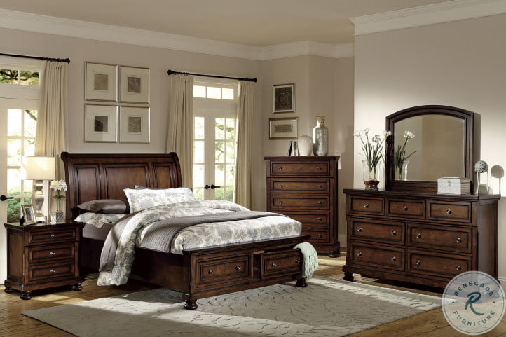 Cumberland Brown Cherry Storage Sleigh Bedroom Set | HomeGalleryStores.com  | 2159-1